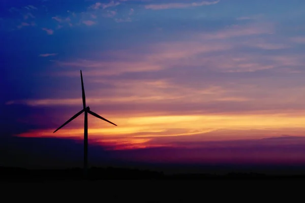 Windmill Silhouette Mesmerizing Colorful Sunset Sky — Stockfoto