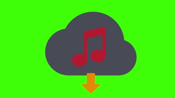 Music Cloud Storage Green Screen Animation Vfx — Stock Video