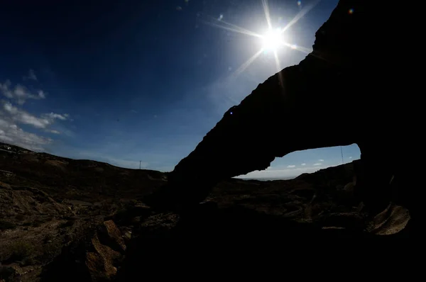 Desert Landscape National Arc Silhouette Tenerife Spain — Stock Photo, Image