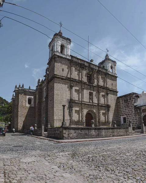 Piękny Widok Kościół Iglesia Escuela Cristo Antigua Gwatemala Ameryka Środkowa — Zdjęcie stockowe