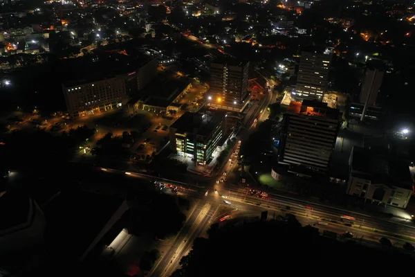 Tiro Aéreo Cidade Accra Gana Noite — Fotografia de Stock