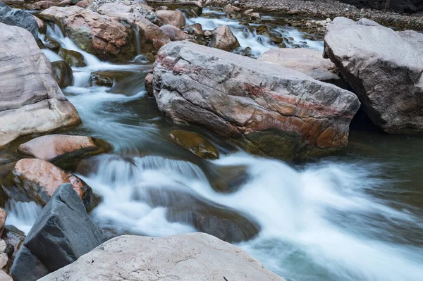 High Angle Shot Rocks River Stream — Stock Photo, Image