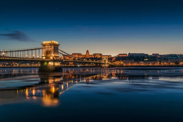 Ponte Delle Catene Castello Buda Budapest Ungheria — Foto Stock