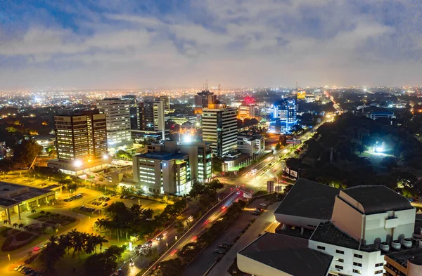 Flygbild Staden Accra Ghana Natten — Stockfoto