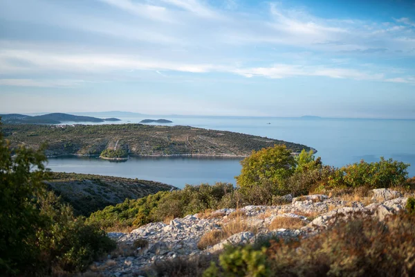 Scenic View Landscape Covered Green Nature Sea Croatia Primosten — 图库照片