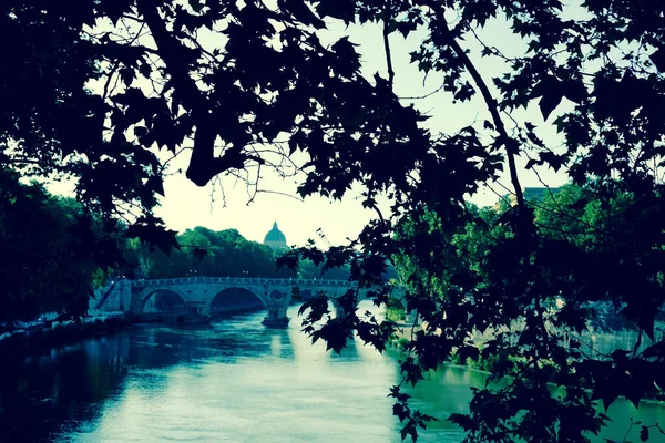 Hermosa Vista Del Puente Parque Roma Italia — Foto de Stock