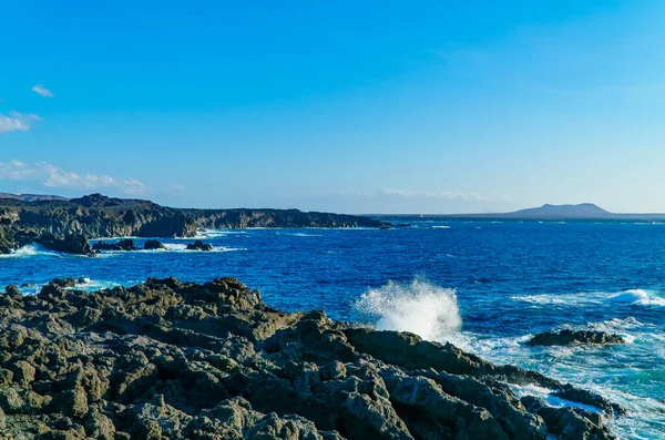 Ein Schöner Blick Auf Felsen Der Küste Der Kanarischen Inseln — Stockfoto