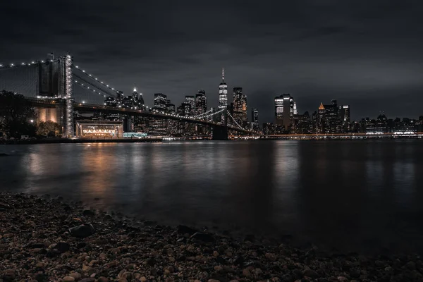 Прекрасный Вид Бруклин Ночью Нью Йорк Соединенные Штаты — стоковое фото