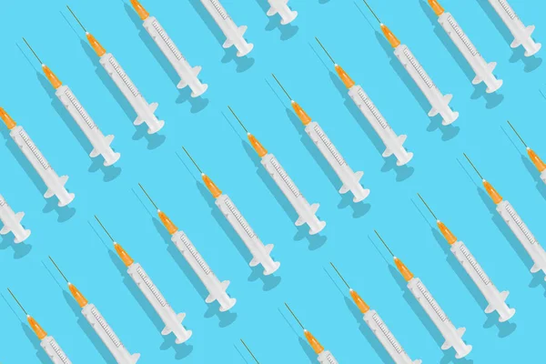 Syringes Isolated Blue Background — Stockfoto