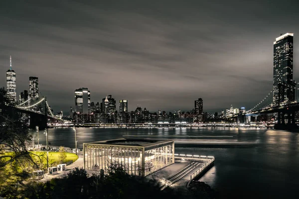 Die Schöne Aussicht Auf Brooklyn Bei Nacht New York City — Stockfoto