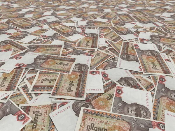 Closeup Shot Piled Myanmar Pyas Banknotes — 图库照片