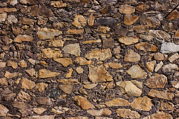 Zbliżenie Ujęcie Brukowej Ściany Tekstury — Zdjęcie stockowe