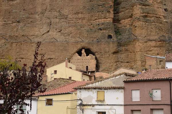 Facade Famous Cave Castillo Los Fayos Spain — Stock Photo, Image