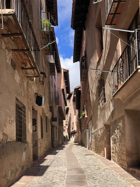 Old Architecture Buildings Mountain Village Albarracin Spain — Stock Photo, Image