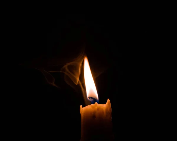 Lit Candle Photographed Dark Room — Stock Photo, Image