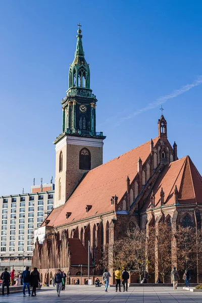 Berlin Niemcy Listopada 2021 Starożytny Kościół Mariacki Słoneczny Poranek — Zdjęcie stockowe