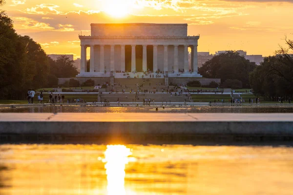Scenic View Lincoln Memorial Washington Usa Bright Sunset — Stock Photo, Image