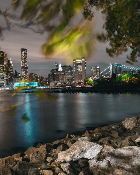 一个布鲁克林的垂直拍摄在夜晚 — 图库照片