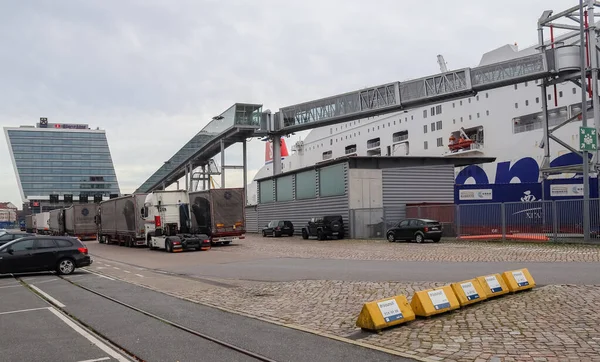 Kiel Germany Nov 2021 Two Large Ferries Sweden Loading Parking — Stockfoto
