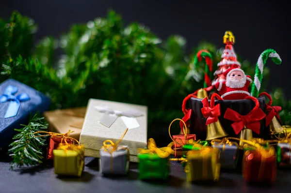 Вибірковий Фокус Різдвяних Подарунків Шпалер Фону — стокове фото