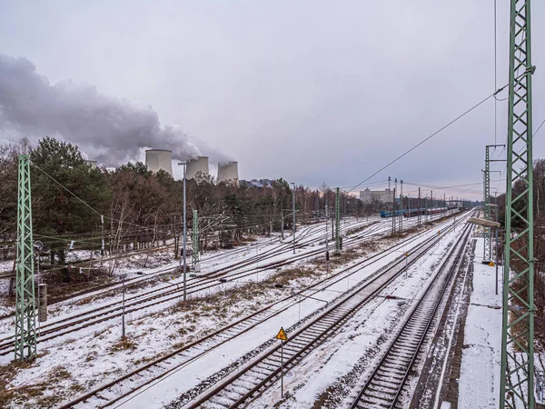 Järnvägsspår Vintern — Stockfoto
