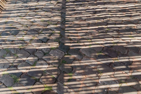 Sunlight Covered Cobblestone Texture Captured Terceira Island Azores Portugal — Fotografia de Stock