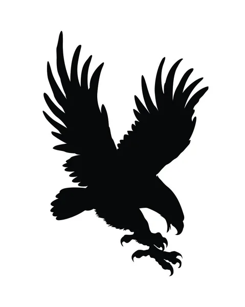 Silueta Negra Águila Con Alas — Vector de stock