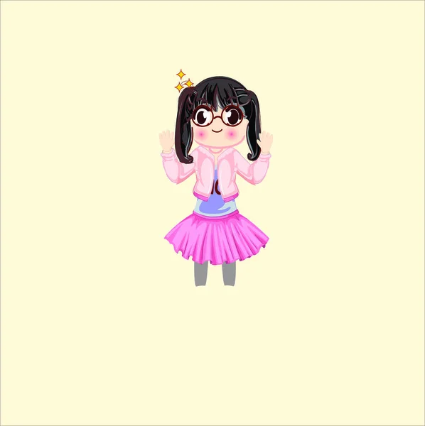 Linda Niña Con Vestido — Vector de stock