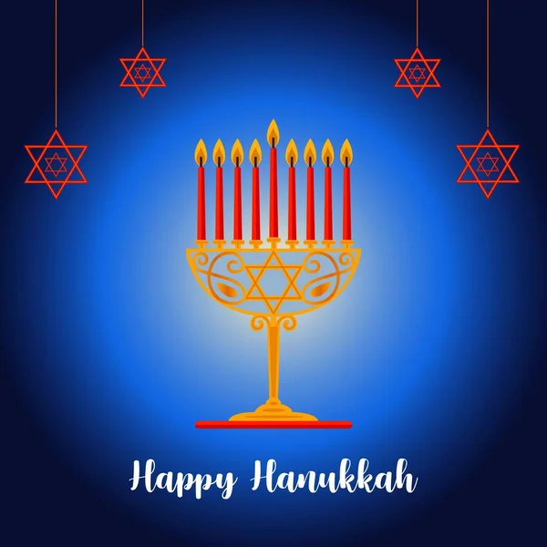 Illustration Happy Hanukkah Lamp Menorah — Stockvektor