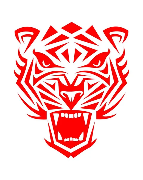 Ilustración Vectorial Cabeza Tigre Rojo — Archivo Imágenes Vectoriales