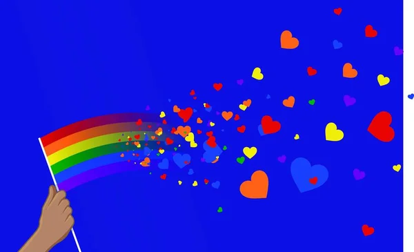彩虹的Lgbt旗在天空的心脏 — 图库矢量图片