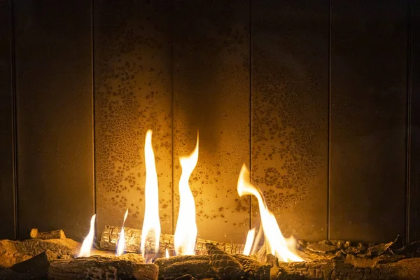 Płonący Ogień Kominku Tle — Zdjęcie stockowe
