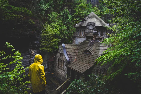 Belle Vieille Maison Bois Dans Parc — Photo