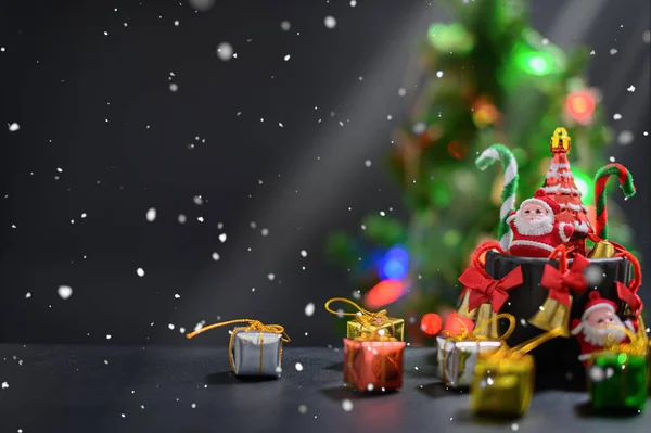Christmas Theme Composition Gift Boxes Christmas Tree Background — Stockfoto