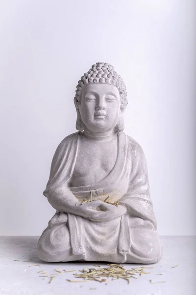 Socha Buddhy Bílém Pozadí — Stock fotografie