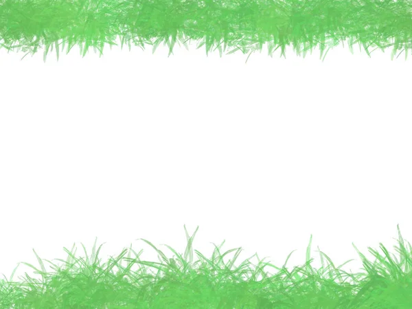 Ένα Πράσινο Πλαίσιο Γρασίδι Απομονώνονται Ένα Λευκό Φόντο — Φωτογραφία Αρχείου