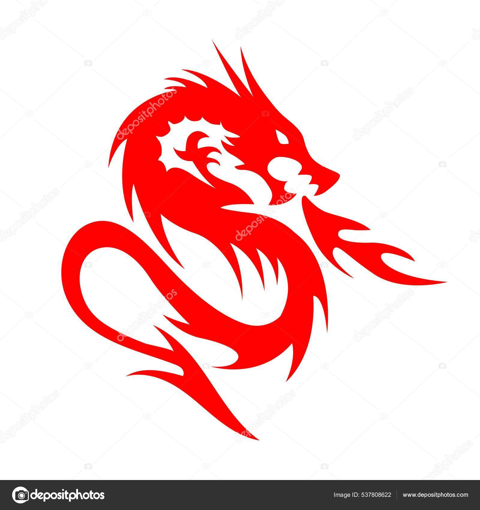 Dragon Tattoo Red White Wings Stock Vector by ©Wirestock 537808622