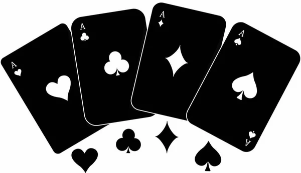 Playing Cards Black White Background — Stok Vektör