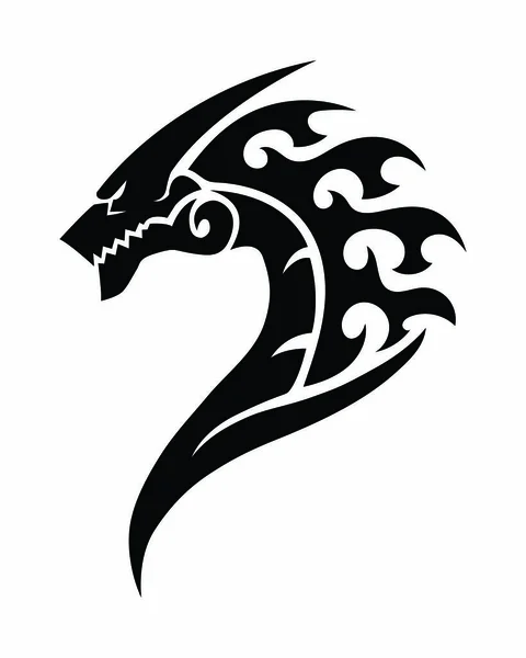 Татуировка Черного Дракона Крыльями Крылом — стоковый вектор