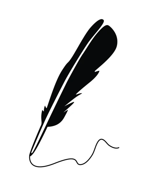 Feather Pen Icon Black White Vector Illustration — стоковый вектор