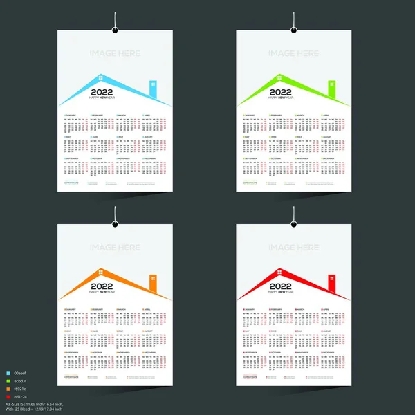 Meses Vector Color 2022 Diseño Calendario Para Uso Personal Cualquier — Vector de stock