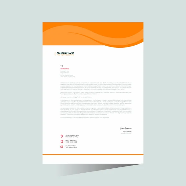 Diseño Membrete Vectorial Elegante Color Naranja Para Cualquier Tipo Uso — Vector de stock