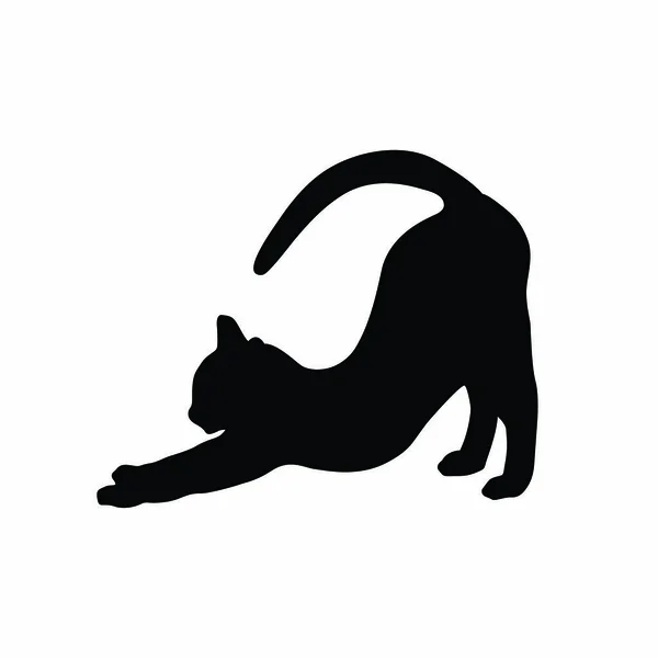 Cat Silhouette Black White Illustration — стоковый вектор