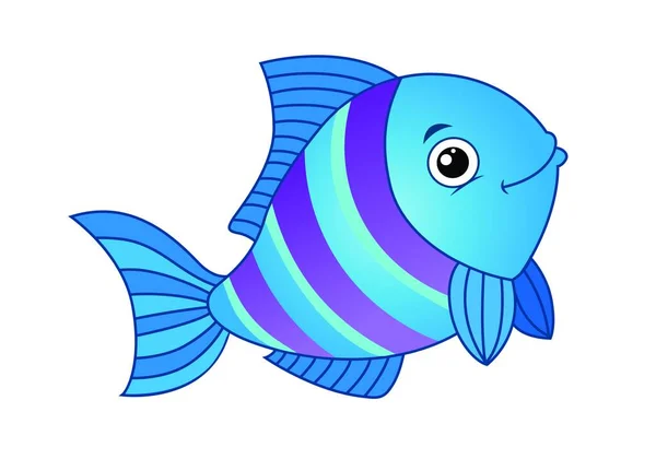 Şirin Bir Karikatür Balığının Vektör Çizimi — Stok Vektör