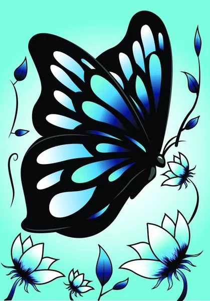 Метелик Синьому Фоні — стоковий вектор