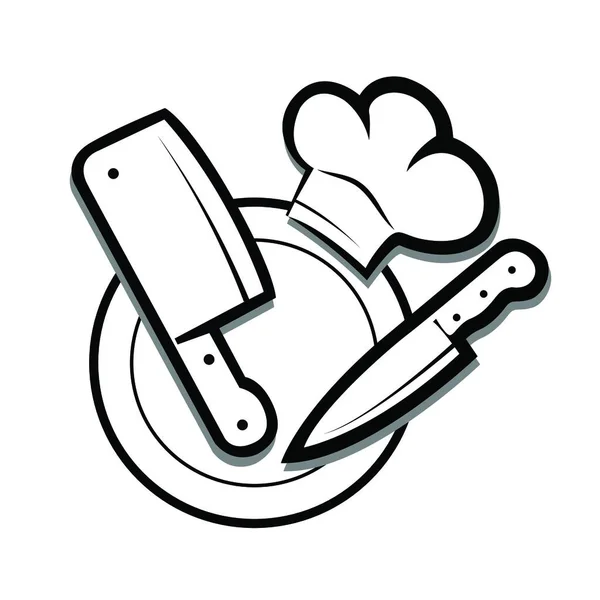 Knifes Icon Outline Illustration Chef Hat Vector Icons Web — 图库矢量图片