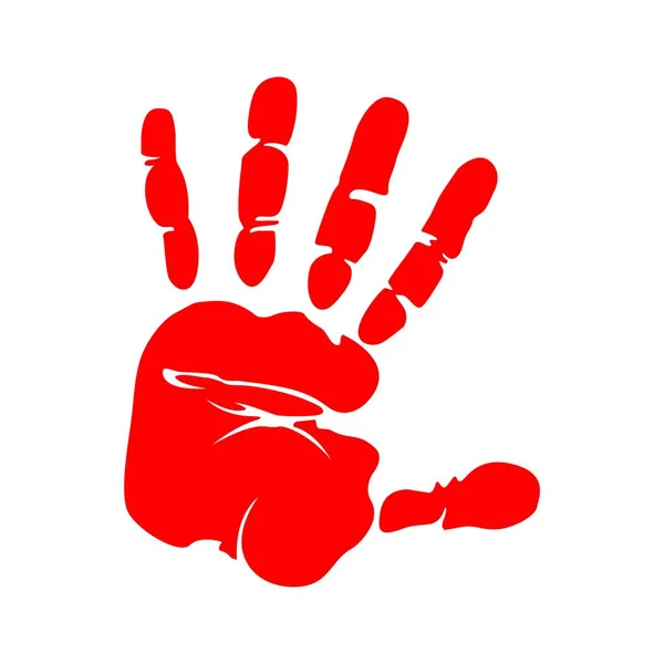Menschliche Hand Mit Roten Abdrücken Isoliert Auf Weißem Hintergrund — Stockvektor