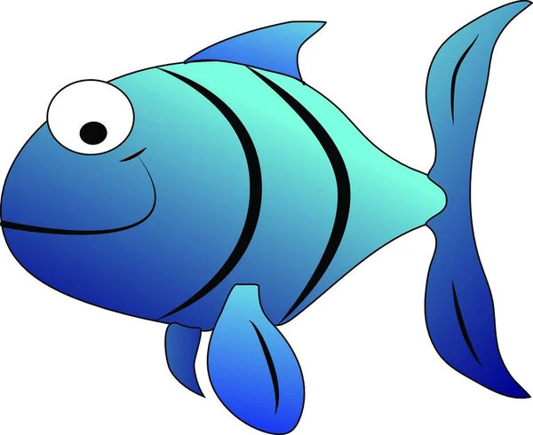 Illustration Cute Cartoon Blue Fish — Wektor stockowy