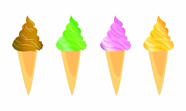 Ice Cream Cone Chocolate Vanilla Icing Vector Illustration — Archivo Imágenes Vectoriales