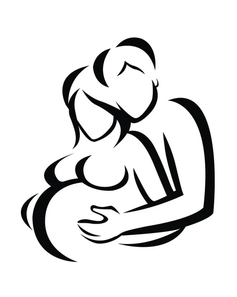 Femme Enceinte Avec Son Bébé — Image vectorielle